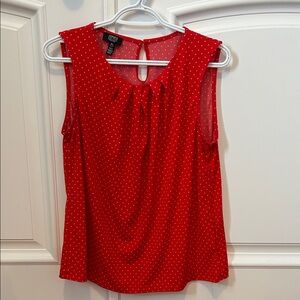 Jones New York Red Sleeveless Polka Dot Top